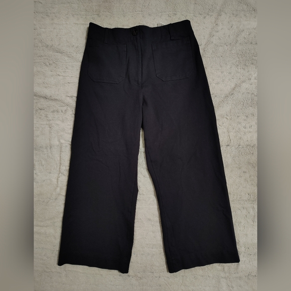 Quince $120 Ultra-Stretch Ponte Cropped Wide Leg Pants Navy Women 14 Minimalist - Picture 10 of 10
